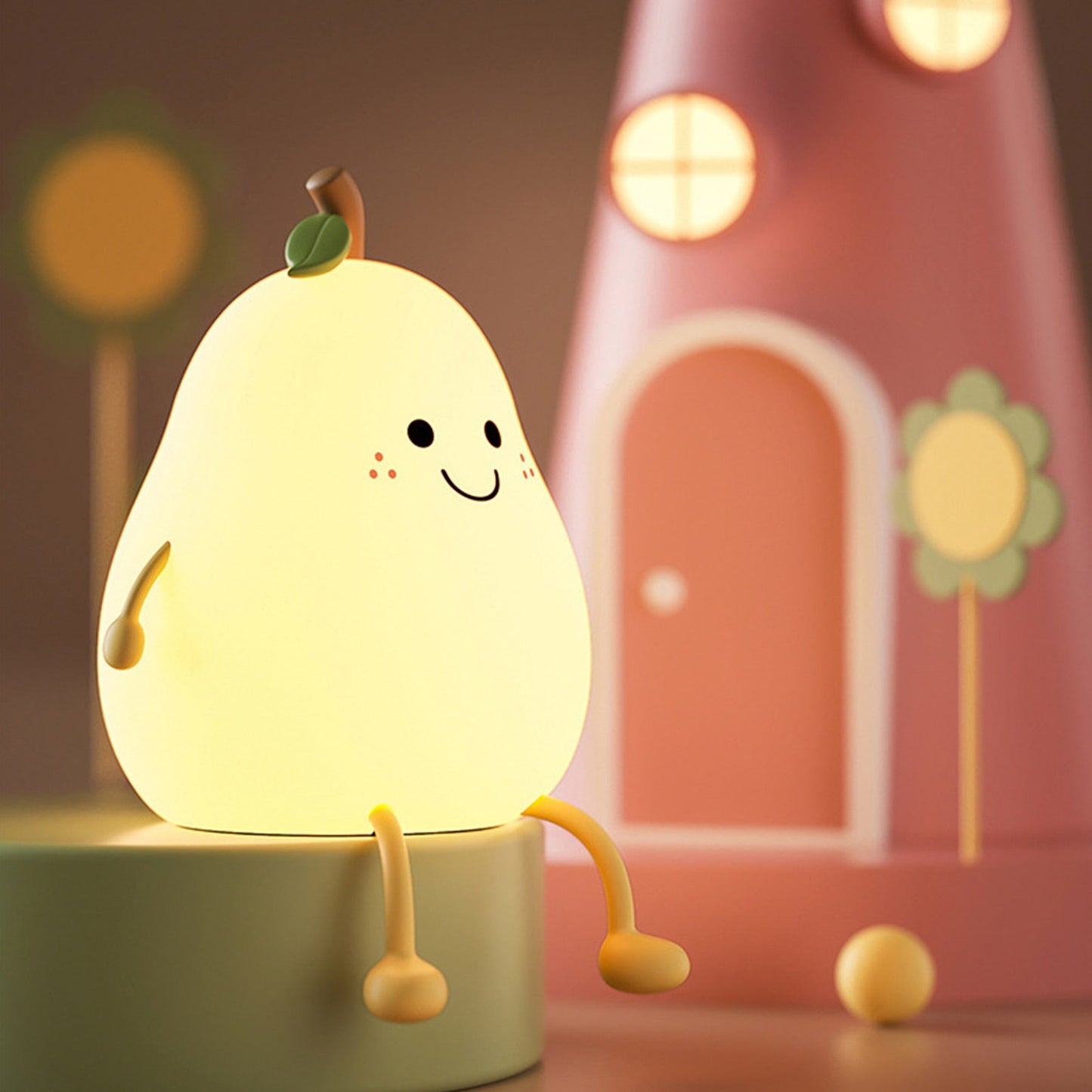 Cute Pear Bedside Touch Night Lamp