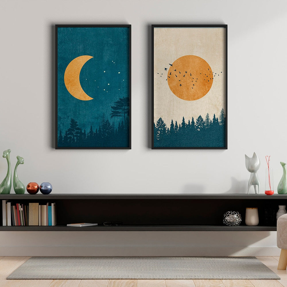 Abstract Sun & Moon Art Canvas