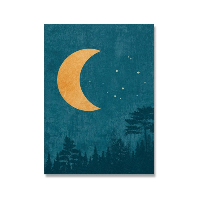 Abstract Sun & Moon Art Canvas