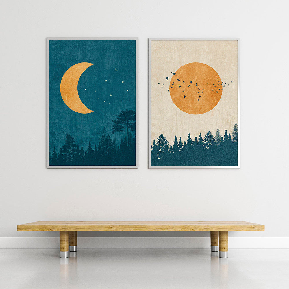 Abstract Sun & Moon Art Canvas