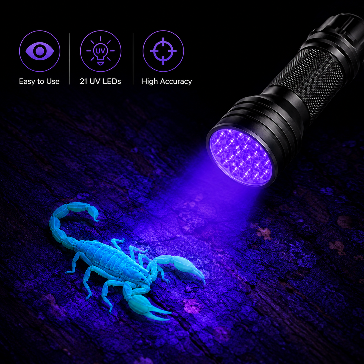 21 LED UV Flashlight - Ultraviolet Flashlight