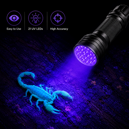 21 LED UV Flashlight - Ultraviolet Flashlight