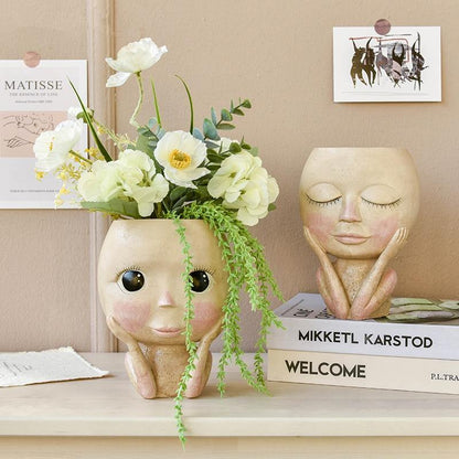 Lady Face Flowerpot Decoration