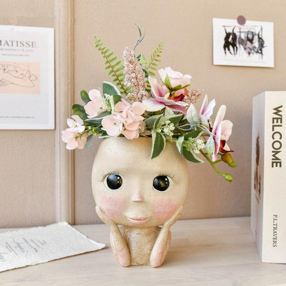 Lady Face Flowerpot Decoration